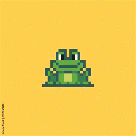 Cute funny frog. Simple pixel art style cartoon. 8 bit vector illustration Stock Vector | Adobe ...