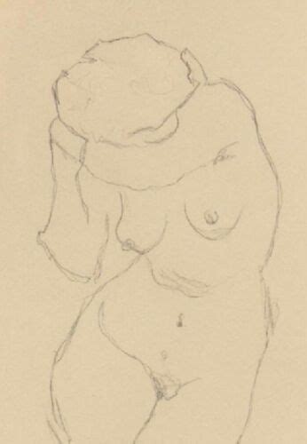 After Gustav Klimt Signed Pencil Drawing Nude Woman Ebay