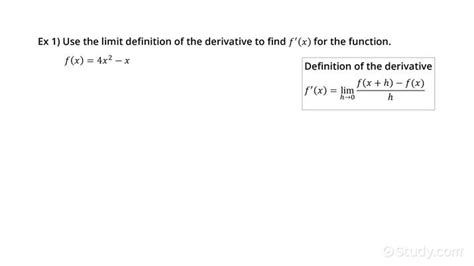 How To Find The Derivative Of A Function Using The Limit Definition Of A Derivative Calculus