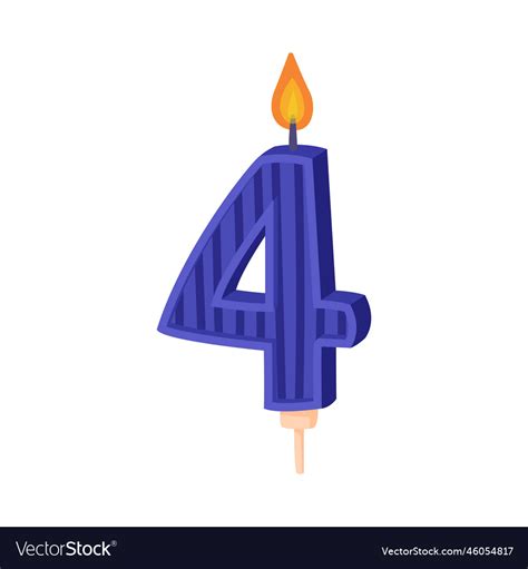 4 burning number shaped candle for birthday Vector Image