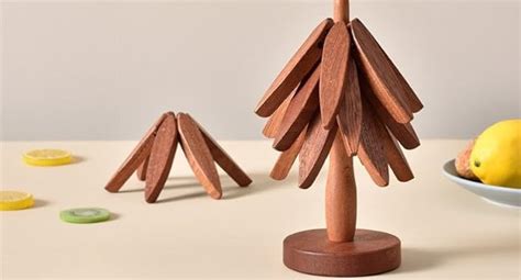 Amazon Walnut Wood Trivet Set 4 Piece Kitchen Hot Dish Insulator Mat Wooden Trivet Tree