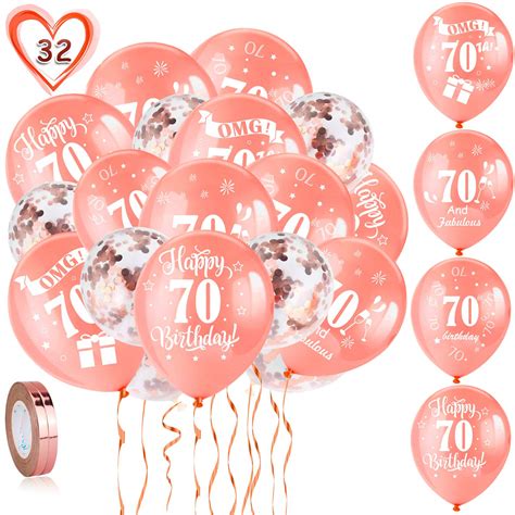 Buy HOWAF 70th Birthday Balloons, Pack Of 30 Rose Gold Birthday ...