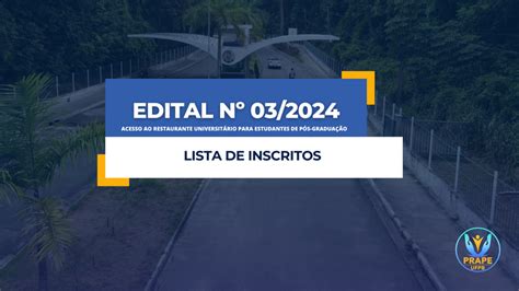 Edital N Lista De Inscritos Universidade Federal Da