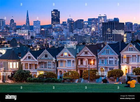 Alamo square at night in San Francisco Stock Photo - Alamy