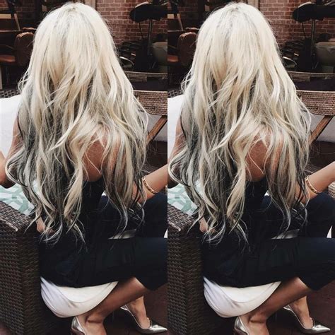 Long Platinum Blonde Hair With Dark Underneath Lowlights Blonde