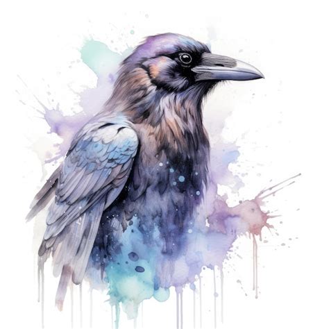 Premium AI Image Watercolor Painting Of Crow