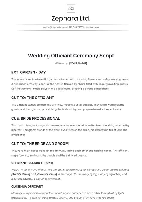 Free Wedding Officiant Ceremony Script Template Edit Online