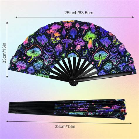 Rave Folding Fan Large Rave Clack Folding Hand Fan Uv Glow Rave Fan