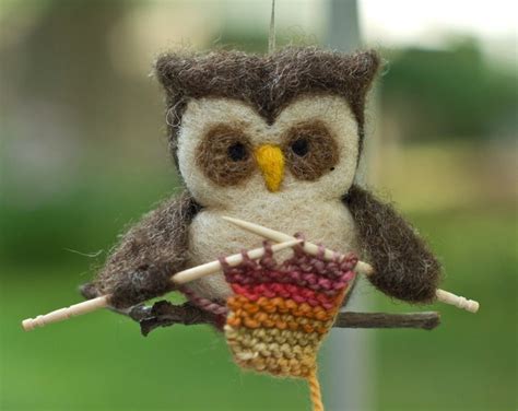 Needle Felted Owl Ornament Knitting Etsy