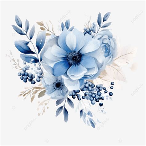 Watercolor Flower Blue Flora Clipart Watercolor Flower Nature Png