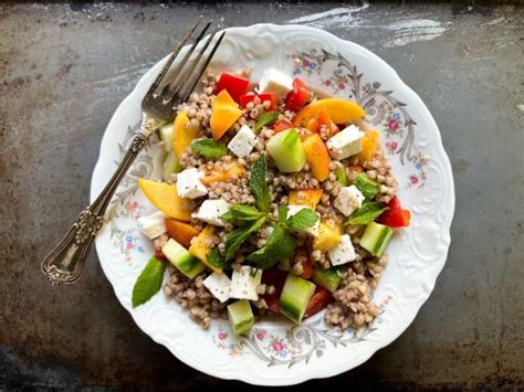 Salade d avoine de pêches et de feta Oats Everyday