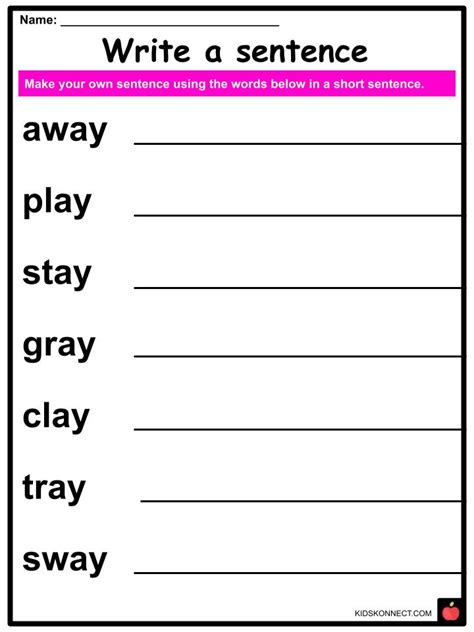 Phonics Ay Sounds Worksheets And Activities For Kids