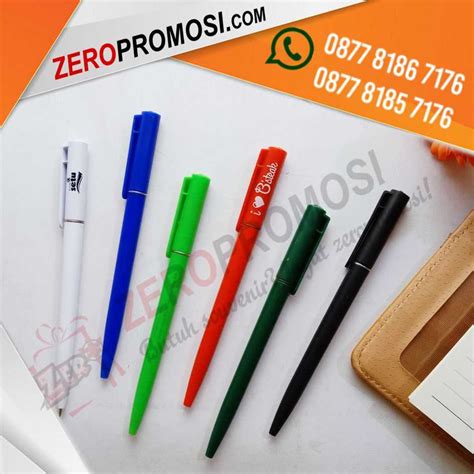 Jual Souvenir Pulpen Hotel Plastik Putar Custom Logo Promosi