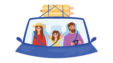 Family In Car Enjoy On Vacation Road Trip Vector 17317739 Vector Art at ...