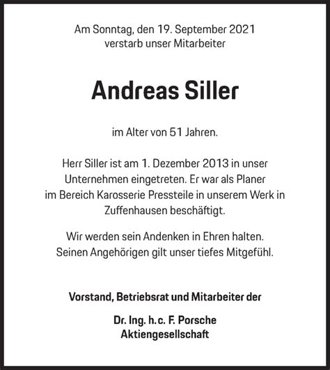 Traueranzeigen von Andreas Siller Südwest Presse Trauer