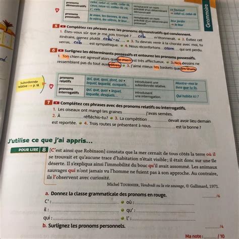 Bonjour jai un devoir de français niveau 5ème sur les pronoms Le