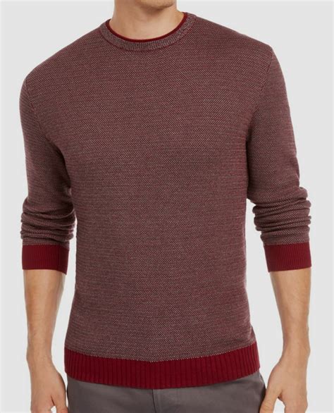 210 Tasso Elba Men S Red Supima Cotton Crew Neck Pullover Sweater Size