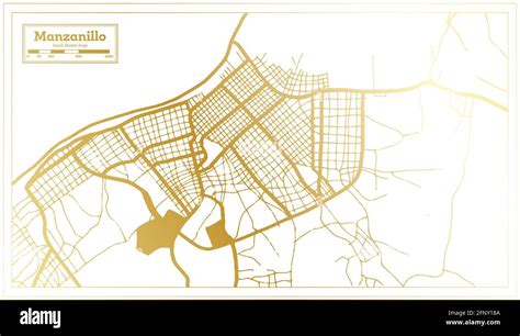 Manzanillo Cuba City Map in Retro Style in Golden Color. Outline Map ...