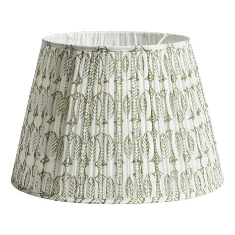 Pleated Daun Cotton Lampshade 45cm Moss By OKA Ufurnish