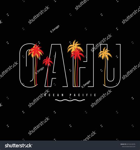Oahu Illustration Typography Perfect T Shirt Stock Vector (Royalty Free