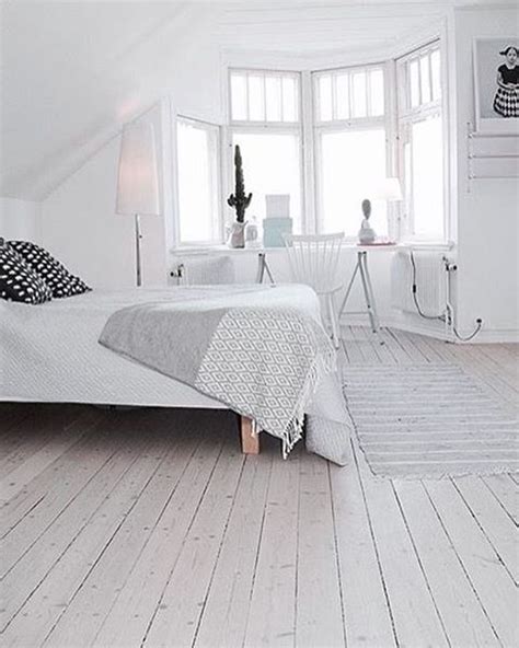 White Wood Flooring Bedroom