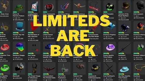 Limiteds Items Are BACK On Roblox YouTube