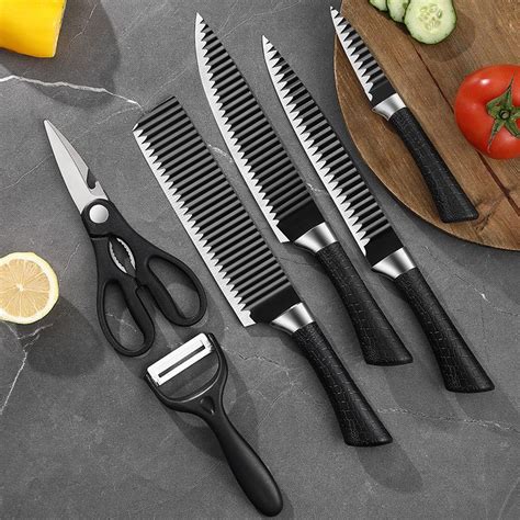 Kit De 6 Facas Churrasco Inox Cozinha Profissional Antiaderente