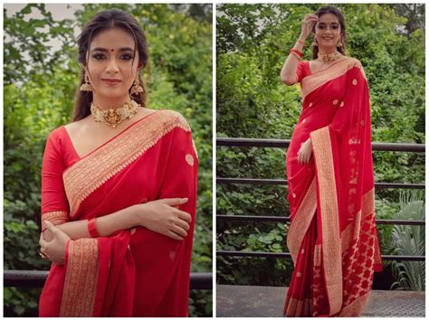 Keerthy Suresh In Traditional Red Saree South Indian Actress Atelier