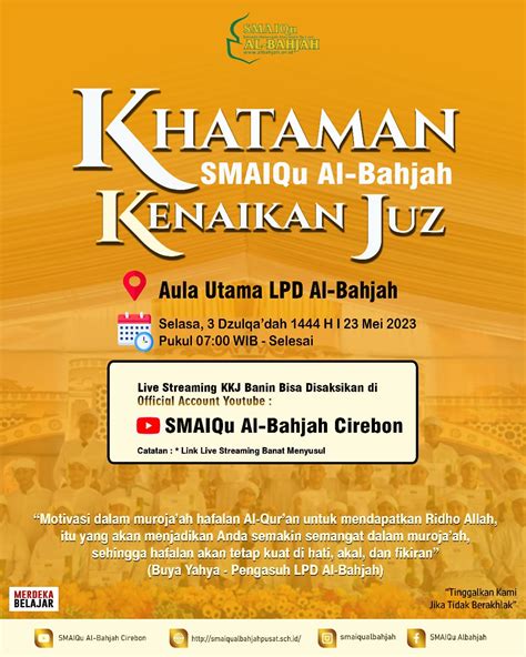 Jadwal Khataman Kenaikan Juz Kkj Santri Formal Smaiqu Al Bahjah Pusat