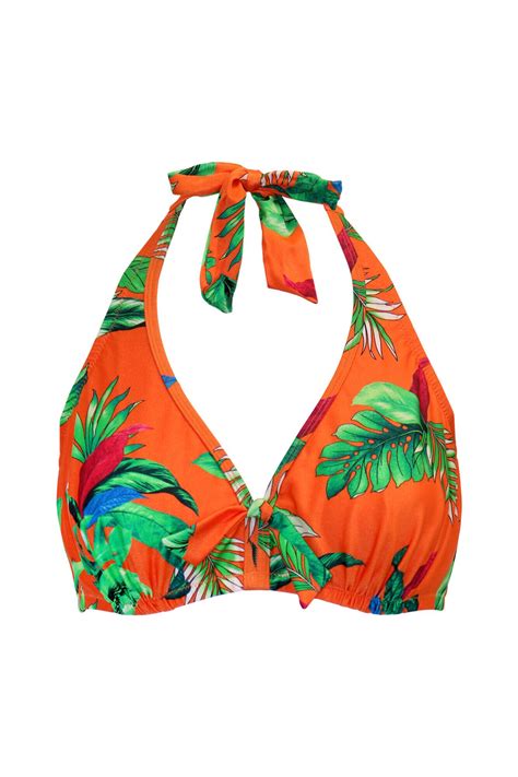 Paradiso Triangle Hidden Underwired Bikini Top In Orange Tropical Pour Moi