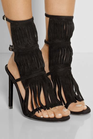 Gucci Fringed Suede Sandals Net A Porter Com