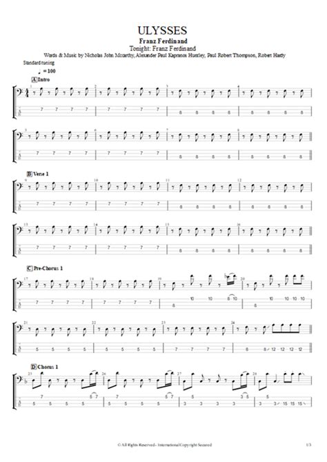 Ulysses Tab By Franz Ferdinand Guitar Pro Guitars Bass Backing