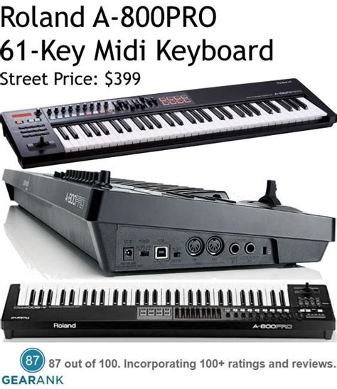 Roland A 800pro 61 Key Midi Controller Keyboard Features 61velocity