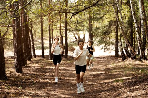 premium photo full shot people running  nature