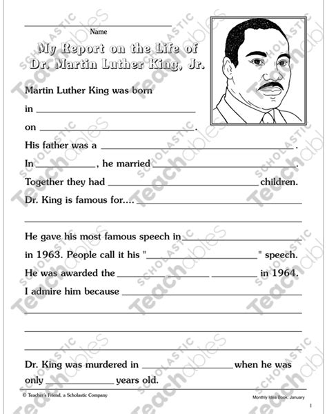 Martin Luther King Jr Printables And Read Alouds Martin Luther