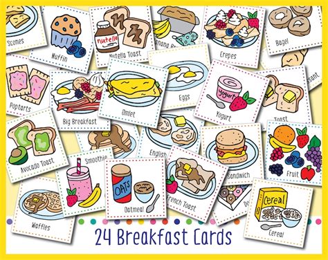 Breakfast Meal Planning Cards Set Printable Visual Cards Etsy