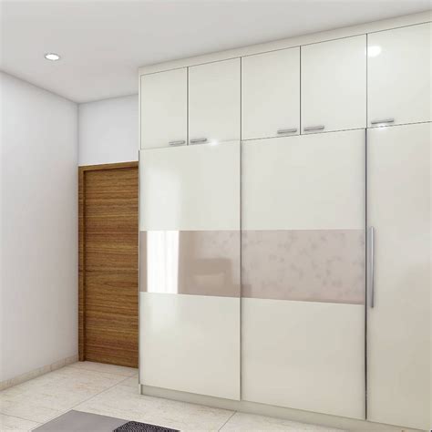 Contemporary Creamy White Sliding Door Wardrobe Livspace