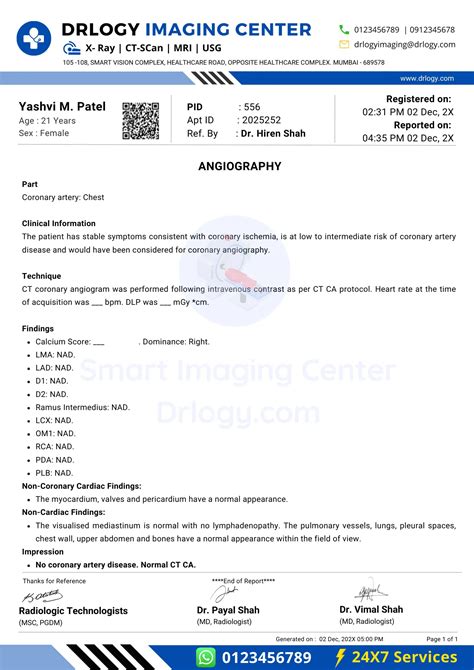 Angiography Report Format Pdf Sample Template Example Guide Drlogy