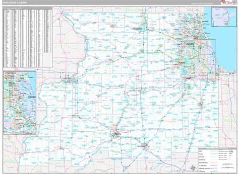 Illinois Northern Wall Map Premium Style by MarketMAPS - MapSales