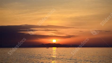 Beach Sunset Sunrise Fishing Boat Powerpoint Background For Free ...