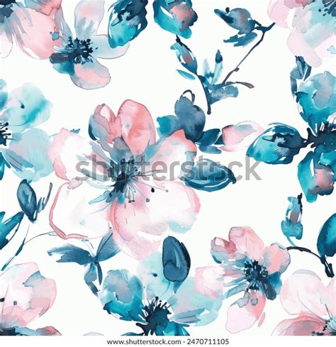 Sweet Flower Watercolor Seamless Patternsoft Pastel