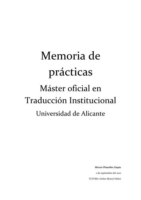 Pdf Memoria De Pr Cticas Departamento De Traducci N E De