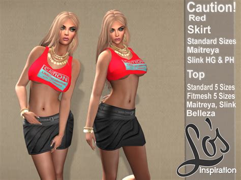 Second Life Marketplace Los Caution Outfit Red And Black