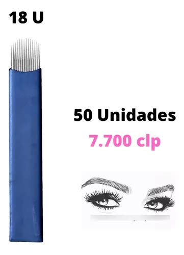 50 Navajas Microblading 12 Pin Y 18u Lengua De Gato Agujas Cuotas Sin