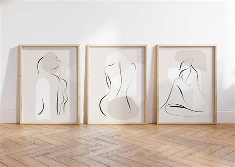 Neutral Bedroom Wall Art Naked Line Art Bedroom Wall Decor Etsy