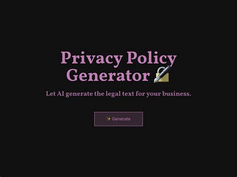 Privacy Policy AI Generator | free involve.me template