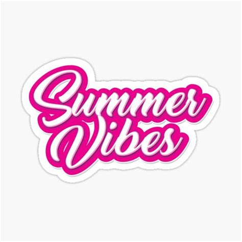 Summer Vibes Pink White Calligraphy Typography Sticker For Sale By