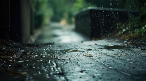 Premium Photo Heavy Rain Drop At The Road Surface Bokeh Background