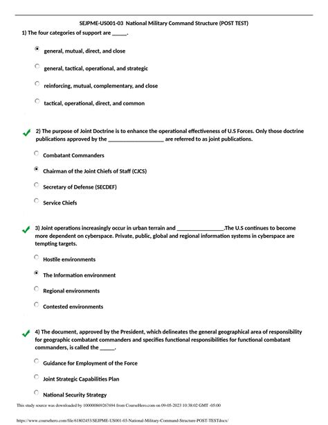 Solution Sejpme Us National Military Command Structure Post Test