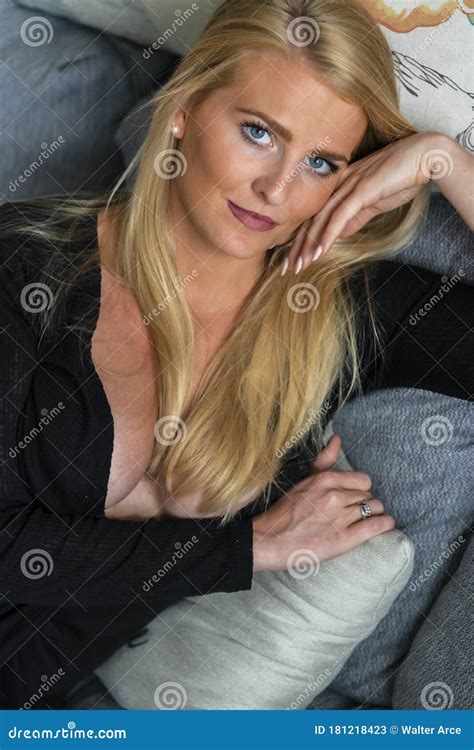 Gorgeous Blonde Model Enjoying A Day At Home Before Work Stock Image Image Of Commute Emotion